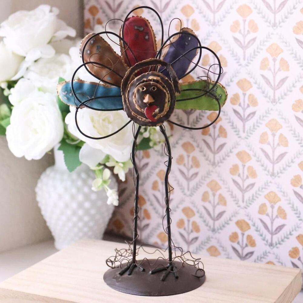Hilarious whimsical metal turkey sculpture